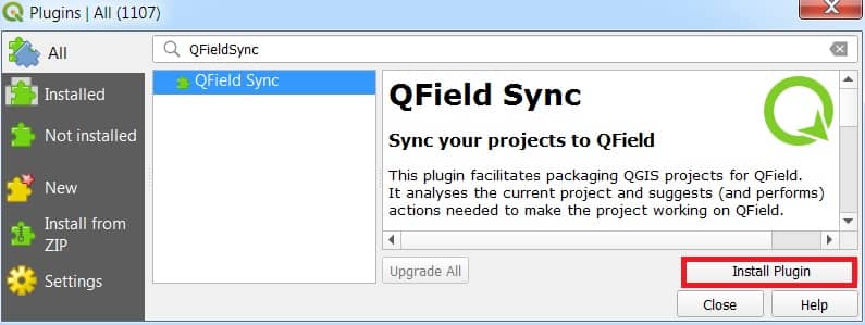 Install QFieldSync Plugin