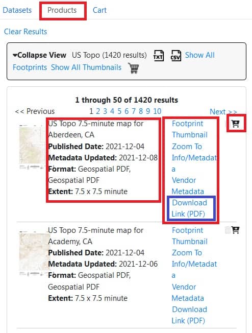 Download National Map Viewer products