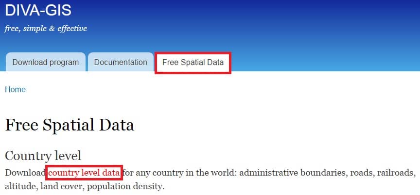 Download  Free Spatial Data in DIVA-GIS