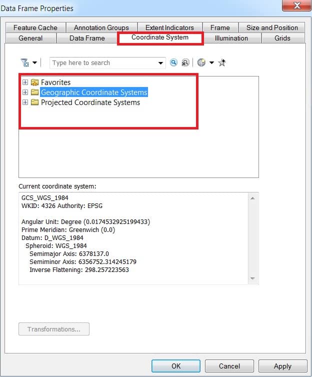 change map projection coordinates system in arcgis