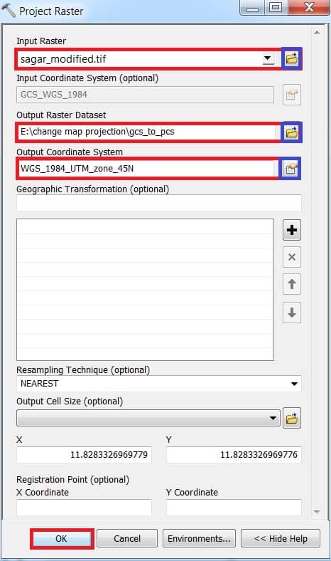 project raster change map Projection gcs to pcs